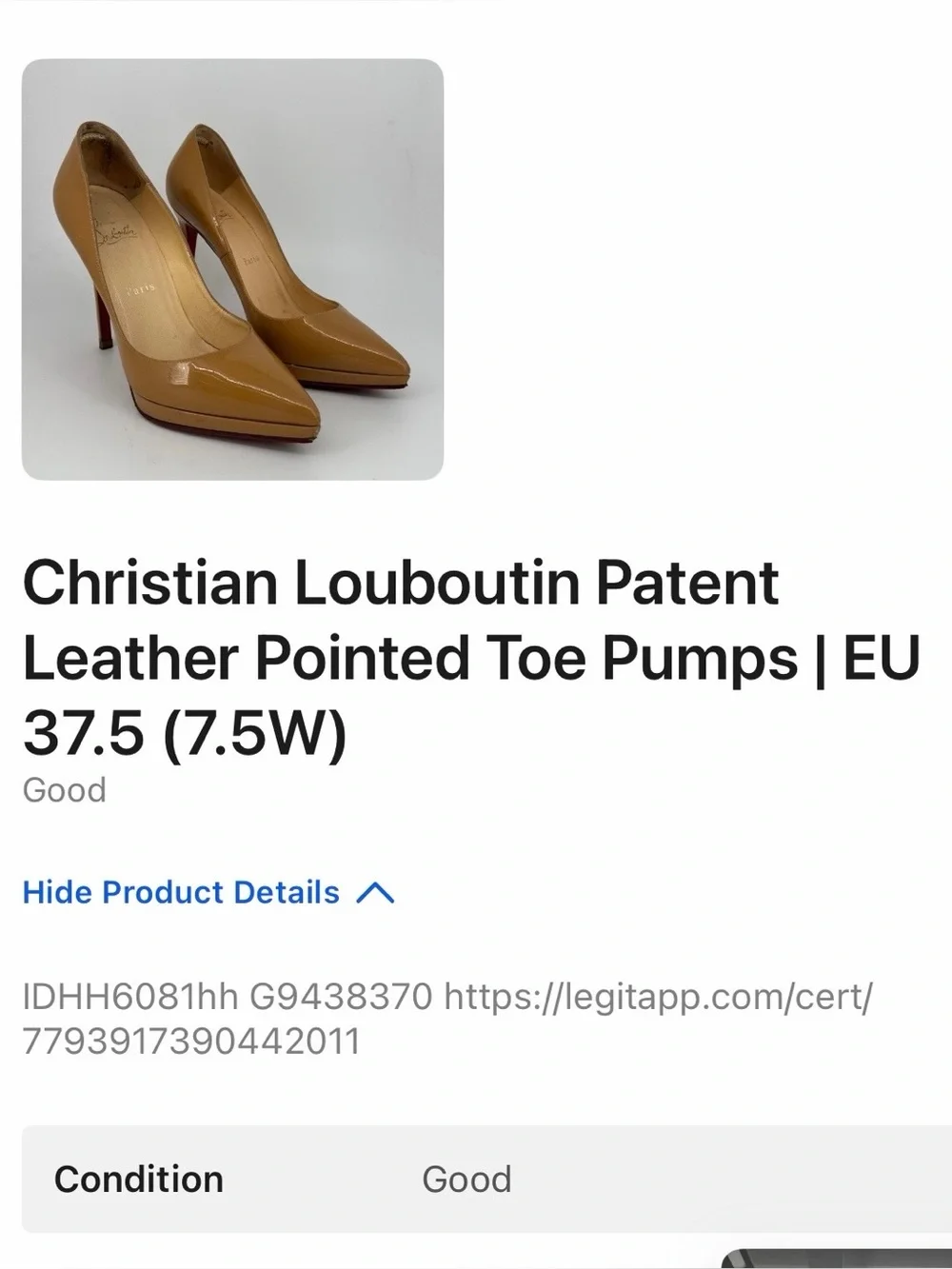 Christian Louboutin Tan Patent Pointed-Toe Stilettos